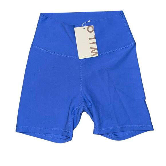 NWT Anthropologie Wilo the Label Ribbed Cobalt Blue Active Biker Workout Shorts - Picture 1 of 4
